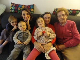 4 generations of Giovanelli's (Lucia, Odetta, Flavia, Emilia and Isabella)
At 87, Lucia has the passion of a 27 year old, with terrific stories from living through WWII in Italy to her travels with her sisters. Odetta ran her own company for years before retiring and now lives for traveling the world and being a wonderful Nonna.